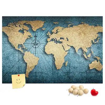 3D World Map Cork Memo Board