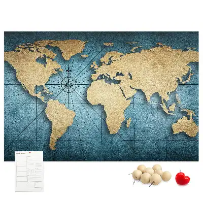 Cork memo board 3D world map