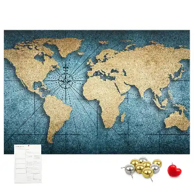 3D World Map Cork Memo Board