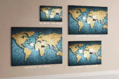 3D World Map Cork Memo Board