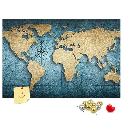 3D World Map Cork Memo Board