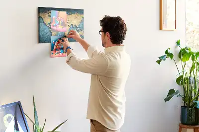 3D World Map Cork Memo Board