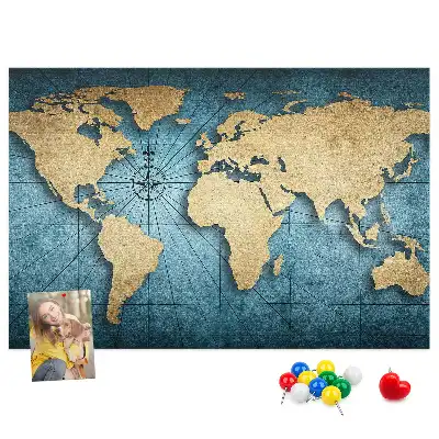 3D World Map Cork Memo Board