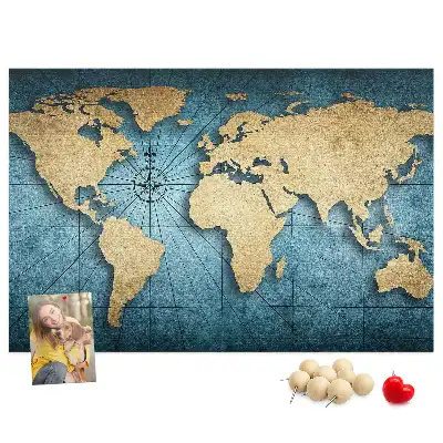 3D World Map Cork Memo Board