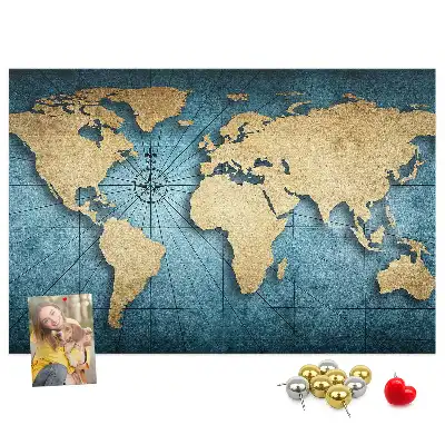 Cork memo board 3D world map