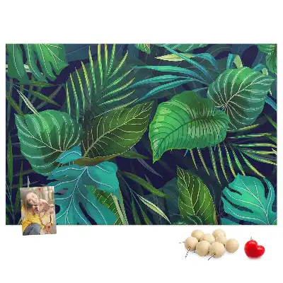 Printed Cork Board Exotic leaves