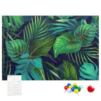 Printed Cork Board Exotic leaves