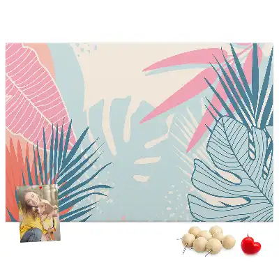 Pastel leaves cork memo board