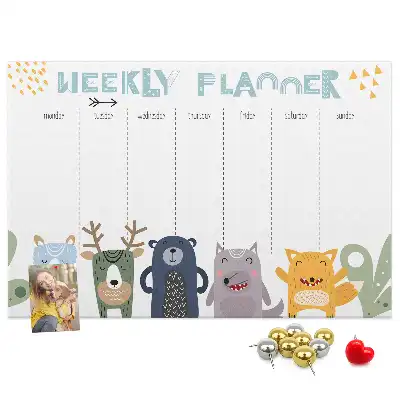 Printed Cork Board Weekly planner for kids
