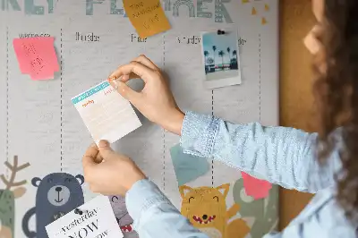 Printed Cork Board Weekly planner for kids