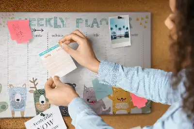 Printed Cork Board Weekly planner for kids