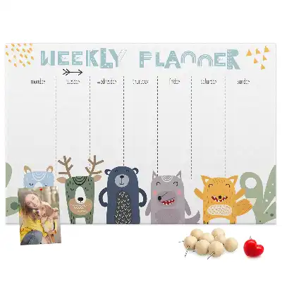 Printed Cork Board Weekly planner for kids