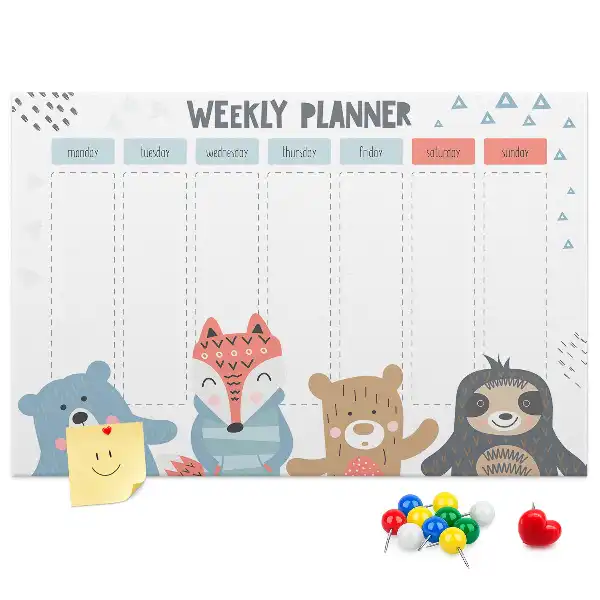 Printed Cork Weekly Schedule Memo Board