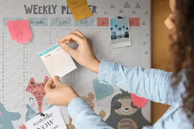 Printed Cork Memo Board Weekly schedule