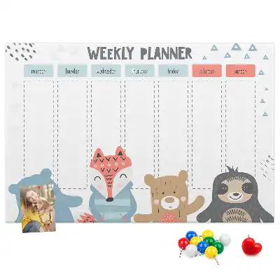 Printed Cork Weekly Schedule Memo Board