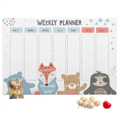Printed Cork Weekly Schedule Memo Board
