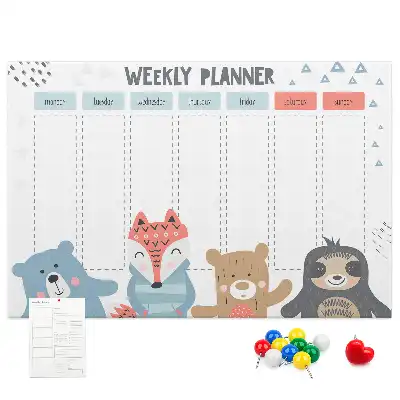 Printed Cork Weekly Schedule Memo Board