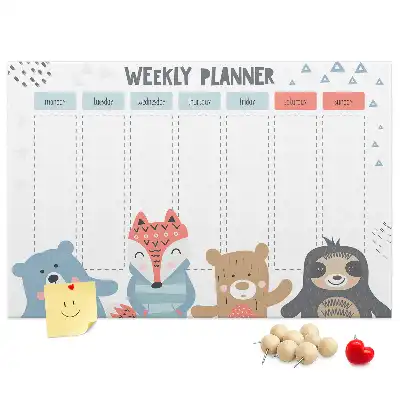 Printed Cork Weekly Schedule Memo Board