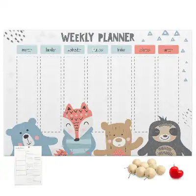 Printed Cork Weekly Schedule Memo Board