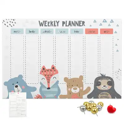 Printed Cork Weekly Schedule Memo Board
