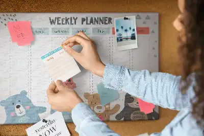 Printed Cork Weekly Schedule Memo Board