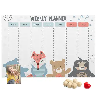 Printed Cork Weekly Schedule Memo Board