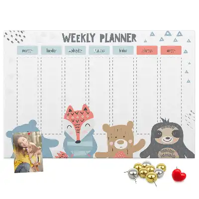 Printed Cork Weekly Schedule Memo Board