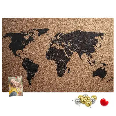 World Map Cork Memo Board