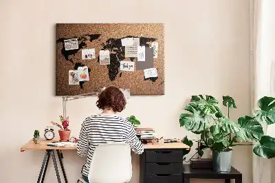 World Map Cork Memo Board