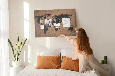 World Map Cork Memo Board