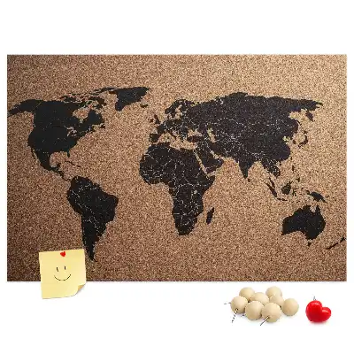 World Map Cork Memo Board