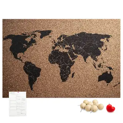 World Map Cork Memo Board