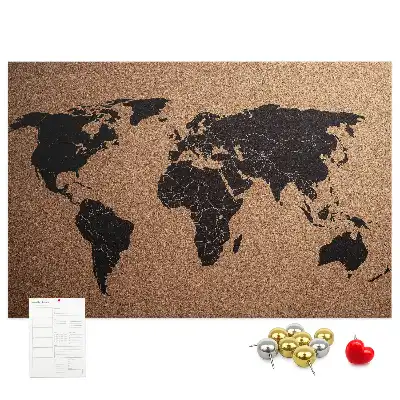 World Map Cork Memo Board