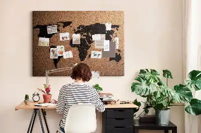 World Map Cork Memo Board