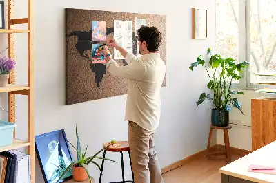 World Map Cork Memo Board