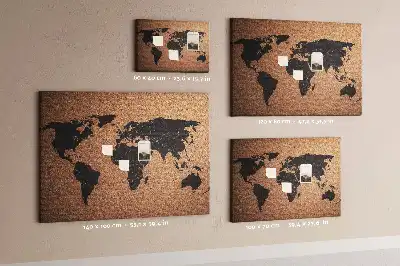World Map Cork Memo Board