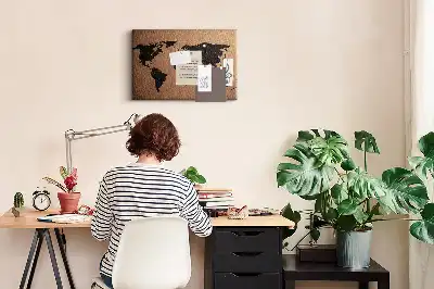 World Map Cork Memo Board