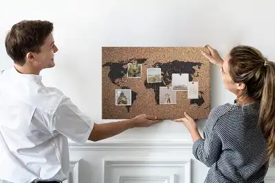 World Map Cork Memo Board