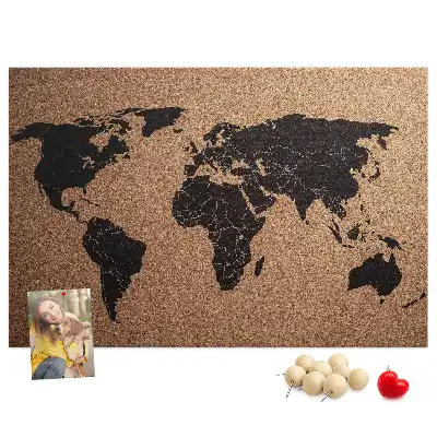 World Map Cork Memo Board