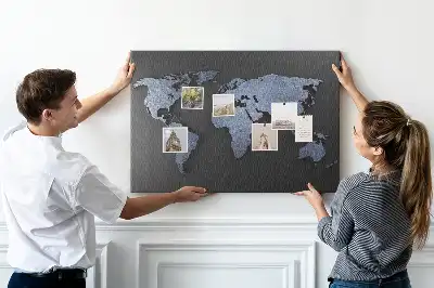 3D World Map Printed Cork Memo Board