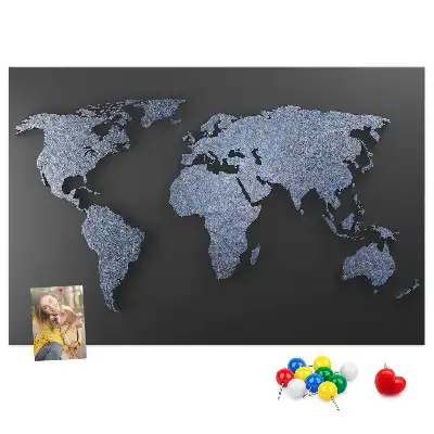 Printed Cork Memo Board 3D world map