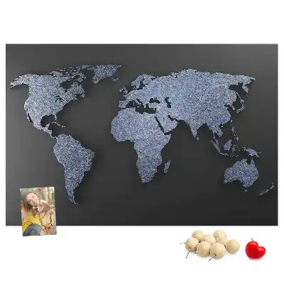 3D World Map Printed Cork Memo Board