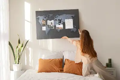 3D World Map Printed Cork Memo Board