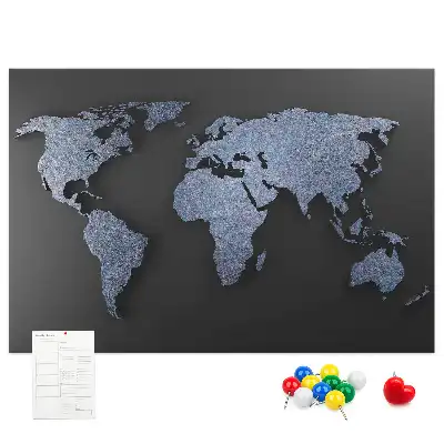 3D World Map Printed Cork Memo Board