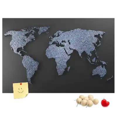 3D World Map Printed Cork Memo Board