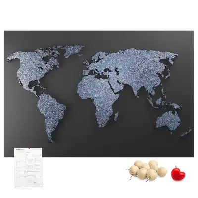 3D World Map Printed Cork Memo Board