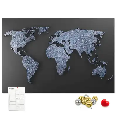 Printed Cork Memo Board 3D world map