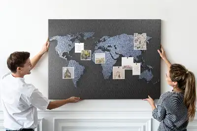 3D World Map Printed Cork Memo Board
