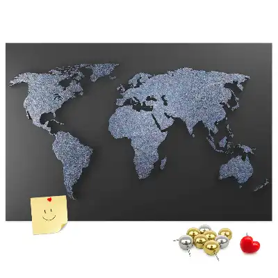 3D World Map Printed Cork Memo Board