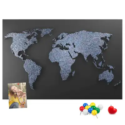 Printed Cork Memo Board 3D world map